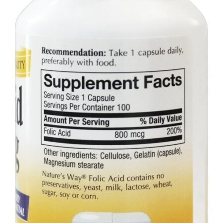 Ácido Fólico 800 mcg. - Cápsulas 100 Nature's Way - Imagem 2