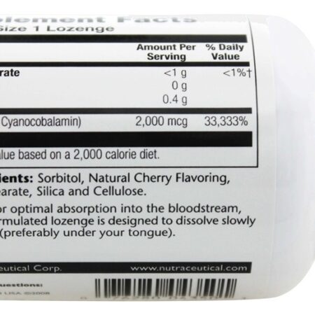 Vitamina B12 Sem Açúcar Natural Sabor Cereja 2000 mcg. - 90 Pastilhas Solaray - Imagem 3