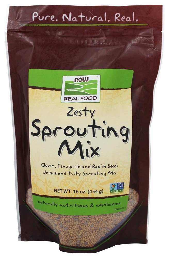 Mistura Sprouting Zesty, trevo, feno-grego e rabanete - 1 lb. NOW Foods