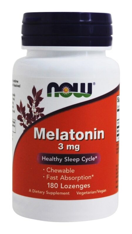 Sabor de menta com melatonina 3 mg . - 180 Pastilhas NOW Foods