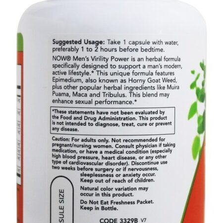 Fórmula de desempenho masculino de poder de virilidade masculino - 120 Cápsula (s) vegetal (s) NOW Foods - Imagem 3