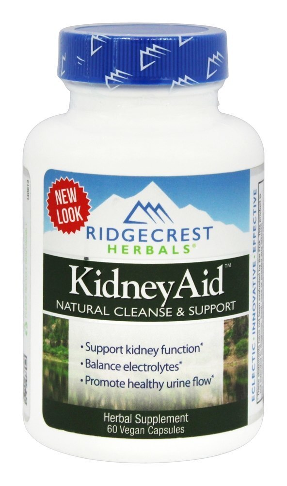 Limpeza Natural e Suporte KidneyAid - 60 Tampas veganas Ridgecrest Herbals