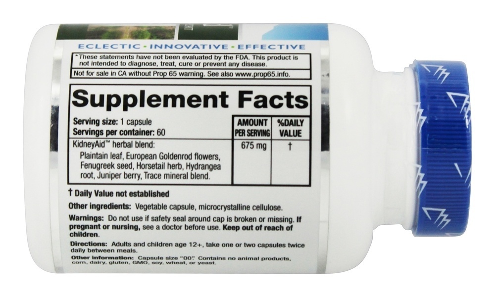 Limpeza Natural e Suporte KidneyAid - 60 Tampas veganas Ridgecrest Herbals - Imagem 2