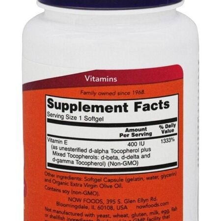 Proteção Natural Antioxidante da Vitamina E-400 400 UI - 50 Softgels NOW Foods - Imagem 2