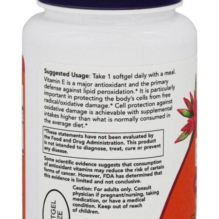 Proteção Natural Antioxidante da Vitamina E-400 400 UI - 50 Softgels NOW Foods - Imagem 3