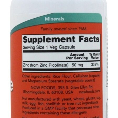 Picolinato de Zinco 50 mg. - Cápsulas 120 NOW Foods - Imagem 2