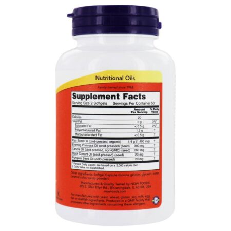 Omega 3-6-9 1000 mg. - 100 Softgels NOW Foods - Imagem 2