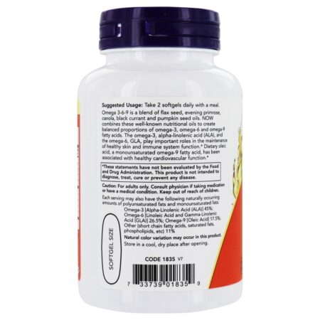 Omega 3-6-9 1000 mg. - 100 Softgels NOW Foods - Imagem 3