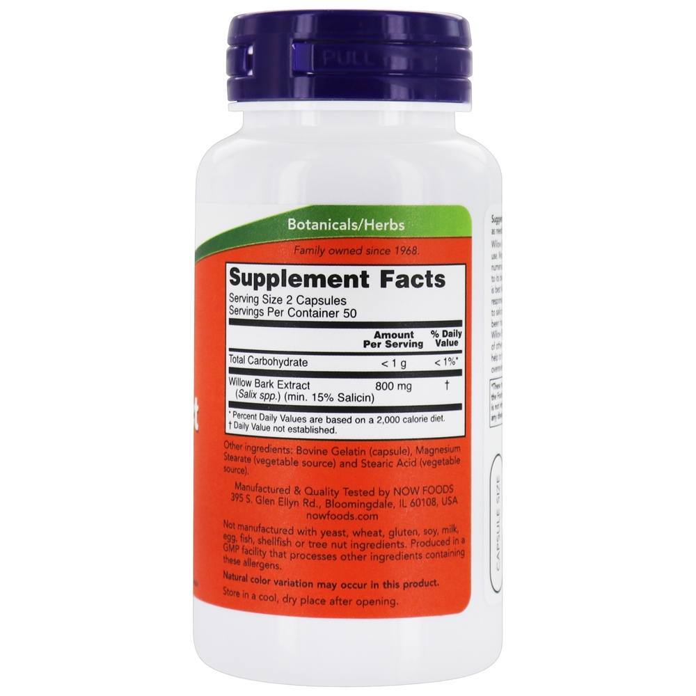 Extrato de casca de salgueiro 400 mg . - Cápsulas 100 NOW Foods - Imagem 2
