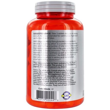 NOW Sports AAKG Aminoácidos 3500 mg . - 180 Tablets NOW Foods - Image 3