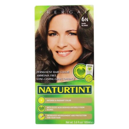 Cor Permanente do Cabelo 6N Loira Escura - 5.6 fl. oz. Naturtint