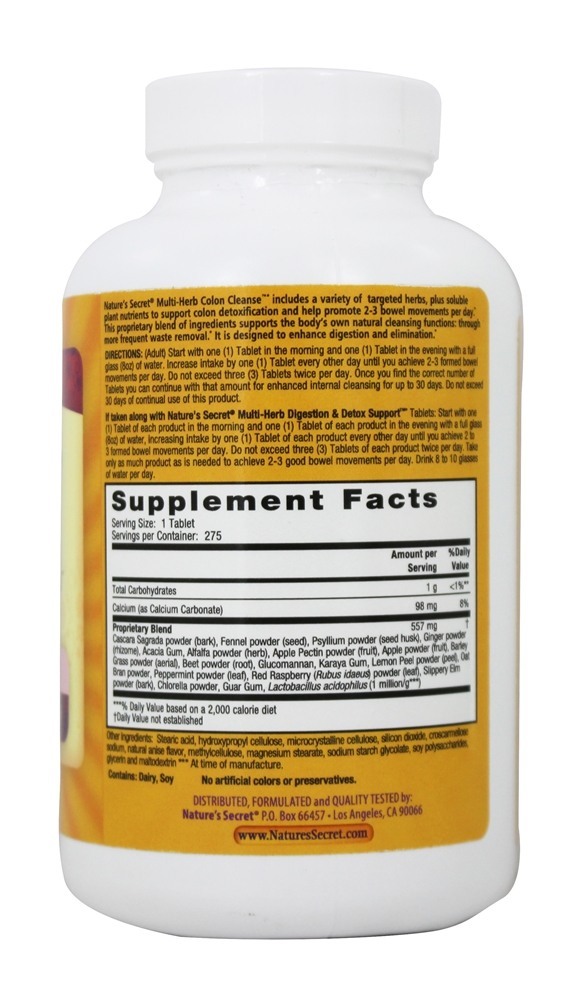 Limpeza do cólon com várias ervas - 275 Tablets Nature's Secret - Imagem 2