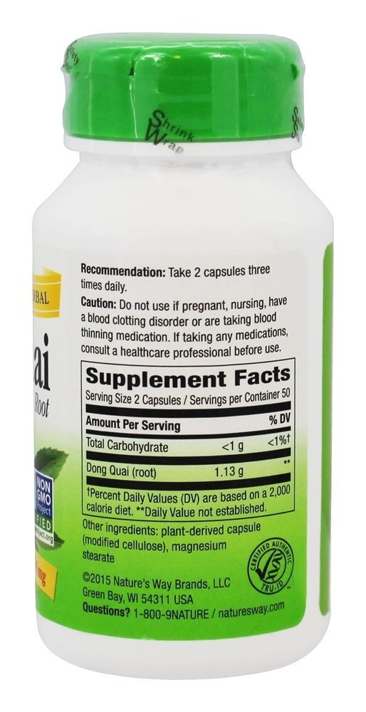 Raiz Dong Quai 565 mg. - Cápsulas vegetarianas 100 Nature's Way - Imagem 2