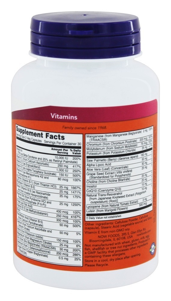 ADAM Multivitamínico Para Homens - 90 Cápsula (s) vegetal (s) NOW Foods - Imagem 2