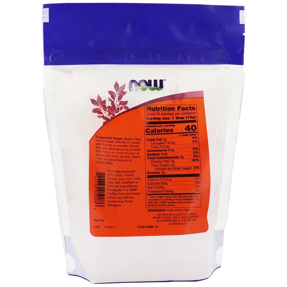 Pó De Fibra De Maçã - 12 oz. NOW Foods - Imagem 2