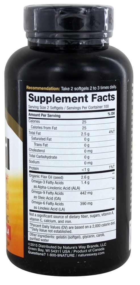Óleo de linho (alta potência) 1300 mg. - 200 Softgels Nature's Way - Imagem 2