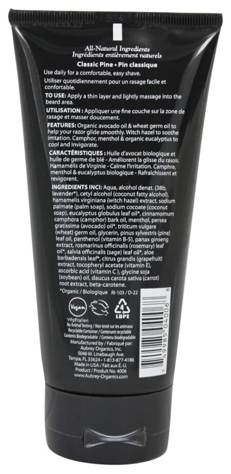 Homens Estoque Barbear Creme Norte Mata - 6 fl. oz. Aubrey Organics - Image 2