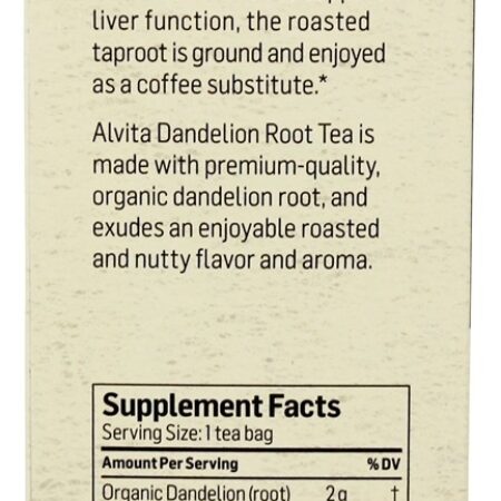 Raiz de dente-de-leão (assada) livre de cafeína - 24 Saquinhos de Chá Alvita - Imagem 3