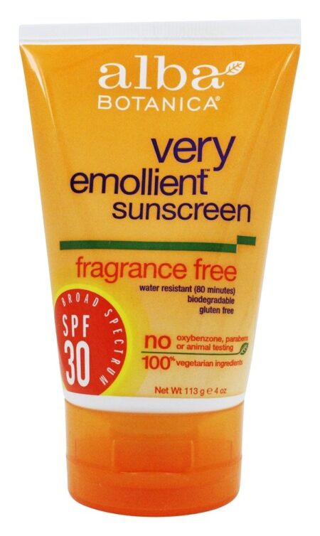 Proteção Natural Muito Emoliente Sunblock Sem Fragrância 30 SPF - 4 fl. oz. Alba Botanica