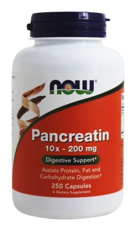 Pancreatina Alta Potência 10X 200 mg. - Cápsulas 250 NOW Foods