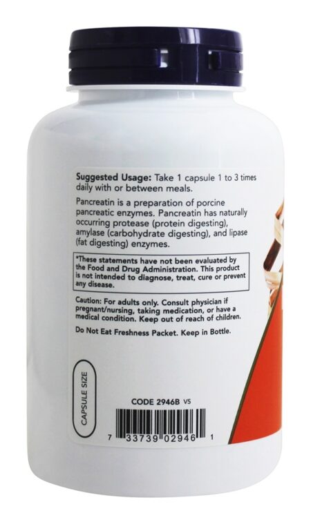 Pancreatina Alta Potência 10X 200 mg. - Cápsulas 250 NOW Foods - Image 3