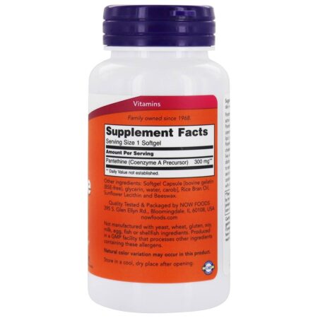 Pantethine 300 mg. - 60 Softgels NOW Foods - Image 2