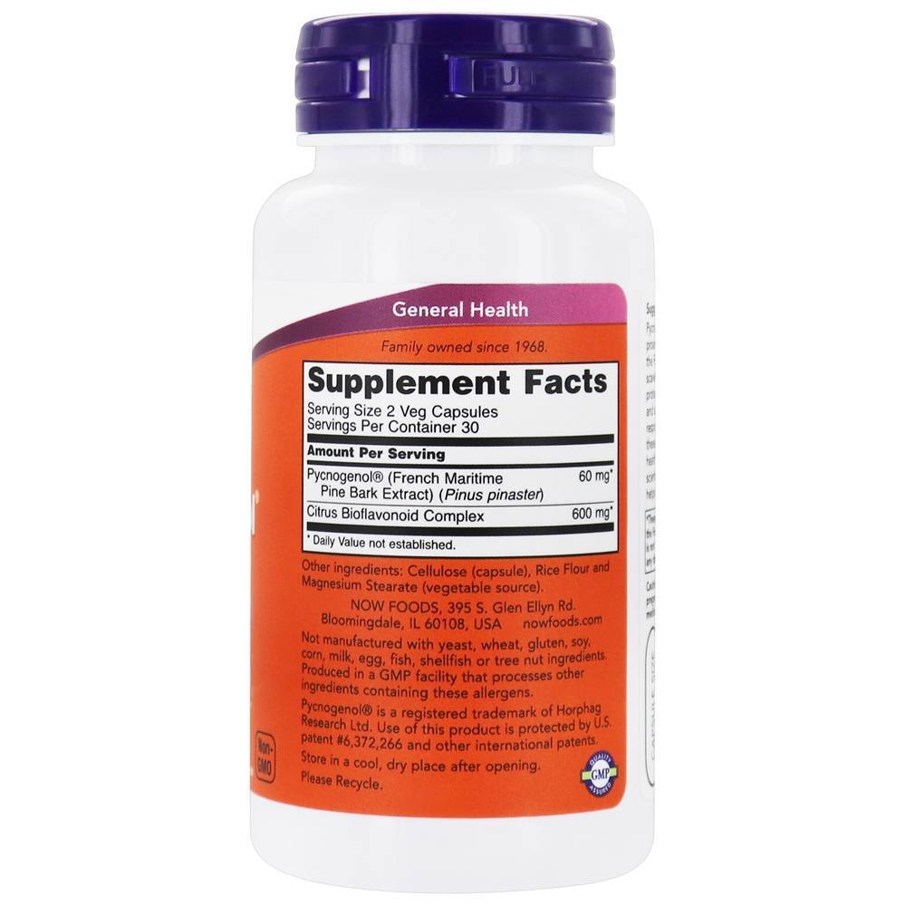 Depuradores Radicais Livres de Pycnogenol 30 mg. - 60 Cápsula (s) vegetal (s) NOW Foods - Imagem 2