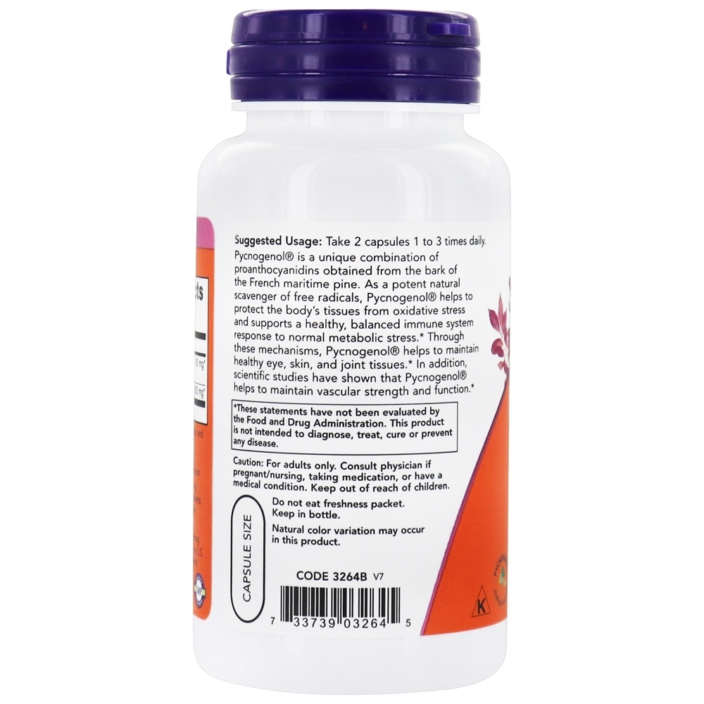 Depuradores Radicais Livres de Pycnogenol 30 mg. - 60 Cápsula (s) vegetal (s) NOW Foods - Imagem 3