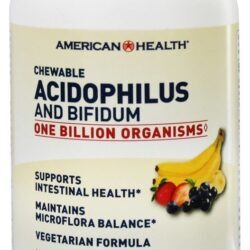 Acidophilus Mastigável com Bifidus Variado Natural Fruto Sabores 1 Bilhões de UFC - 100 Bolachas American Health