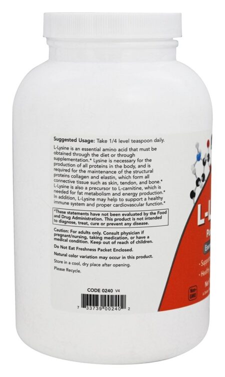 L-Lisina em Pó - 1 lb. NOW Foods - Image 3