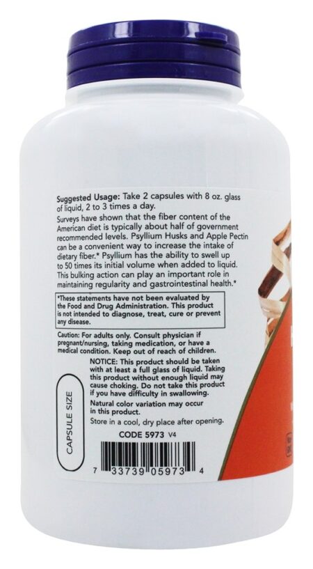 Casca de psyllium Caps 700 mg. - 180 Cápsula (s) vegetal (s) NOW Foods - Image 3