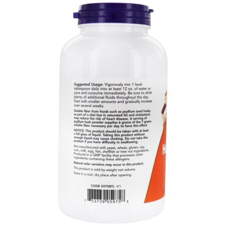 Casca De Psyllium Em Pó - 12 oz. NOW Foods - Image 3