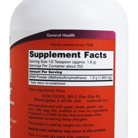 MSM Methylsulfonylmethane Joint Health Powder - 1 lb. NOW Foods - Imagem 2