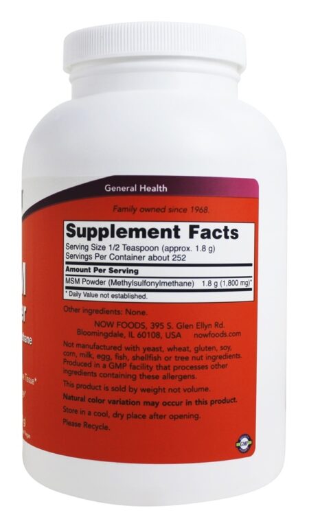 MSM Methylsulfonylmethane Joint Health Powder - 1 lb. NOW Foods - Image 2