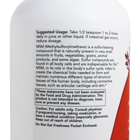 MSM Methylsulfonylmethane Joint Health Powder - 1 lb. NOW Foods - Imagem 3