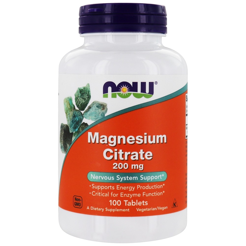 Suporte ao Sistema Nervoso de Citrato de Magnésio 200 mg. - 100 Tablets NOW Foods