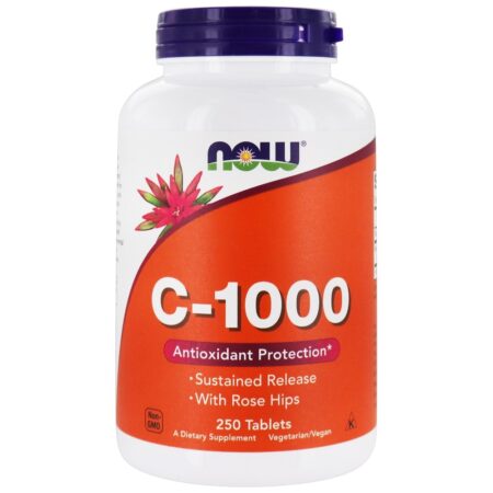 Liberação sustentada de vitamina C-1000 com Rosa Mosqueta - 250 Tablets NOW Foods