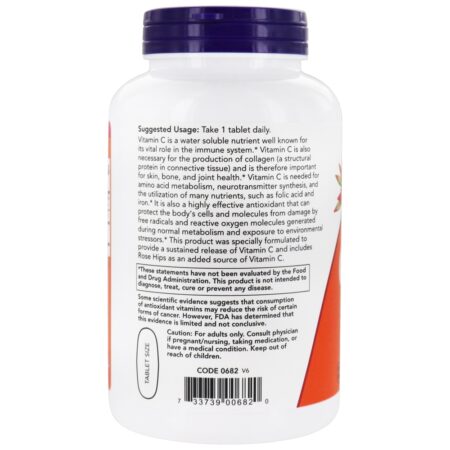 Liberação sustentada de vitamina C-1000 com Rosa Mosqueta - 250 Tablets NOW Foods - Image 3