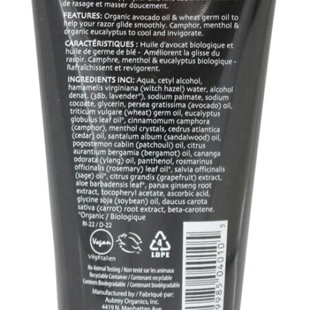 Homens Estoque Cidade Ritmos Barbear Creme Cedro, Sândalo e Bergamota - 6 fl. oz. Aubrey Organics - Imagem 2