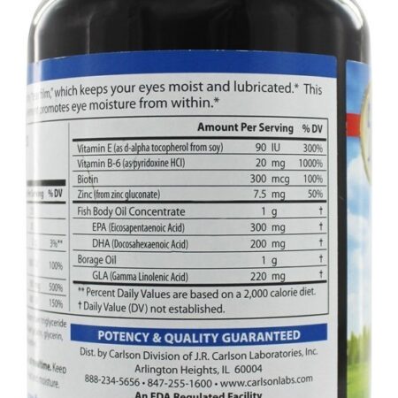 Olhos de umidade - 180 Softgels Carlson Labs - Imagem 3