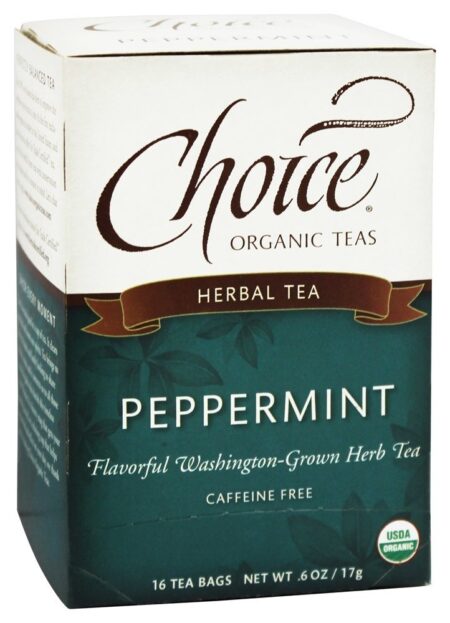 Hortelã-pimenta Erva Chá Cafeína Livre - 16 Saquinhos de Chá Choice Organic Teas