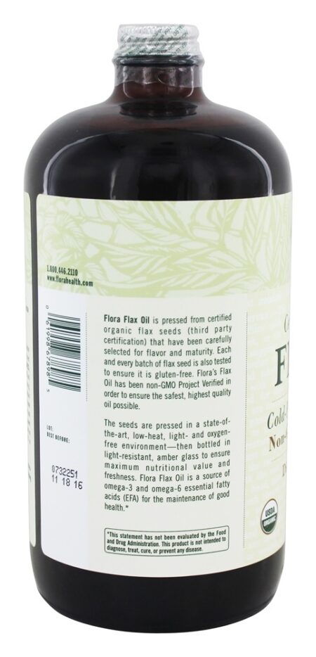 Óleo de Linhaça Certificado Orgânico - 32 fl. oz. Flora - Image 3