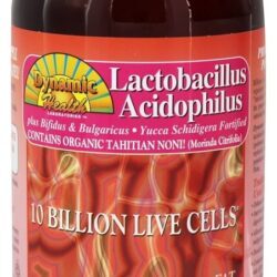 Lactobacillus Acidophilus Líquido 10 Bilhões de Células Vivas Sabor Maçã/Morango - 16 fl. oz. Dynamic Health