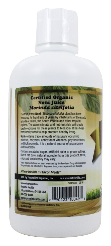 Suco de Noni Orgânico do Taiti 100 % Pure - 32 fl. oz. Dynamic Health - Image 3