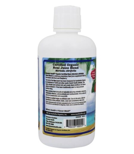 Sabor de framboesa orgânica certificada noni - 32 fl. oz. Dynamic Health - Image 3