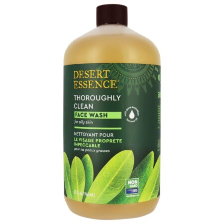 Lavar o rosto cuidadosamente com Pure Óleo australiano da árvore do chá - 32 fl. oz. Desert Essence