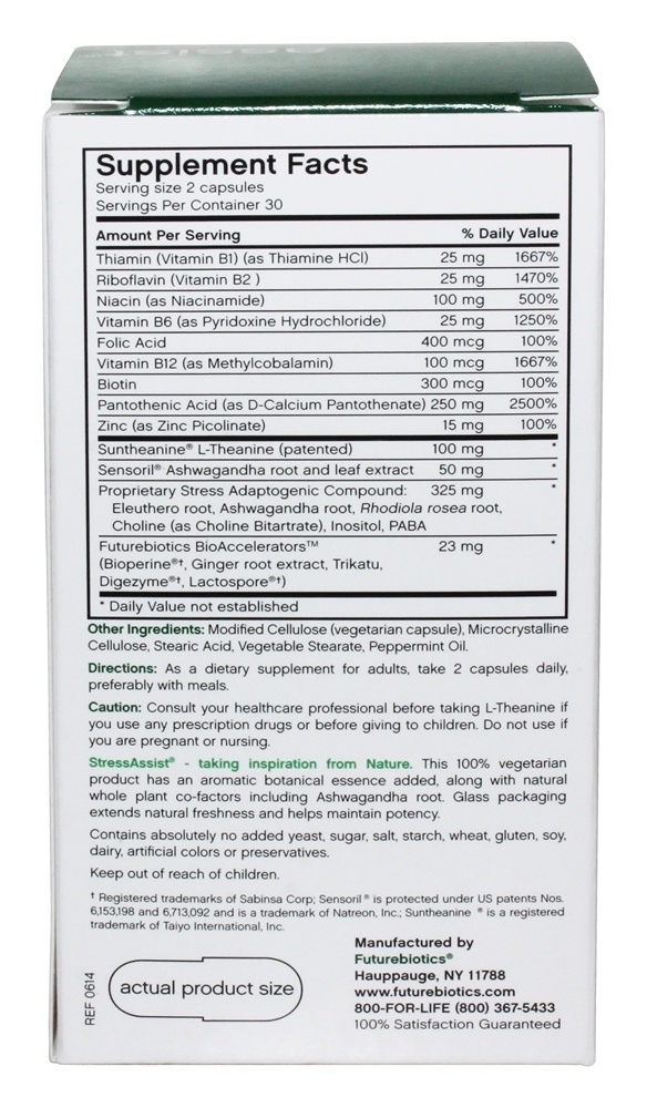 StressAssist Complexo de L-Teanina Para o Estresse - Cápsulas vegetarianas 60 Futurebiotics - Imagem 6
