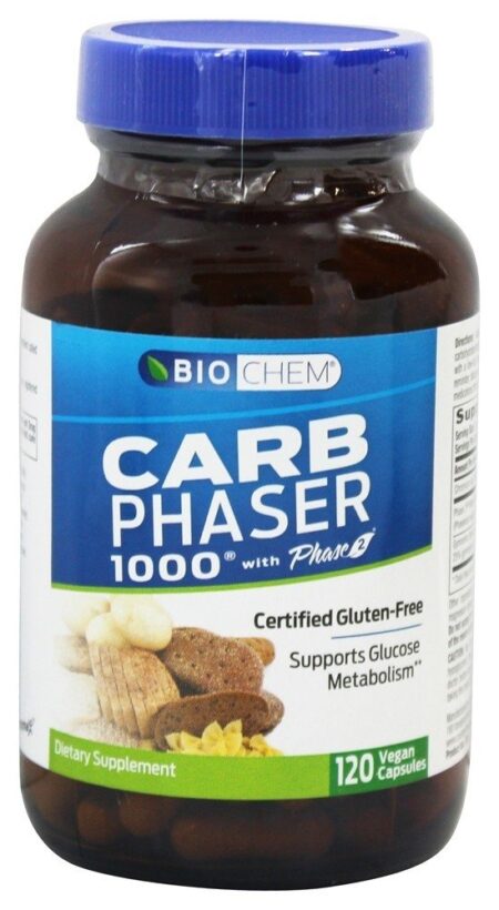 Carb Phaser 1000 - 120 Cápsulas Vegetarianas Contém Extrato de Feijão Branco BioChem