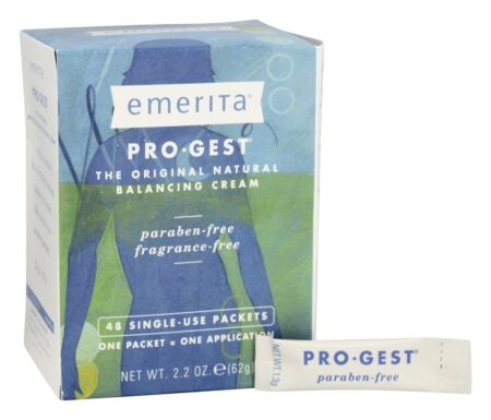 Pró-Gest Original Natural Progestrone Creme 48 Pacotes Fragrância-Livre - 2.2 oz. Emerita