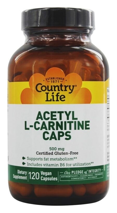 Acetil L-Carnitina Tampas Amino ácidos 500 mg. - Cápsulas vegetarianas 120 Country Life